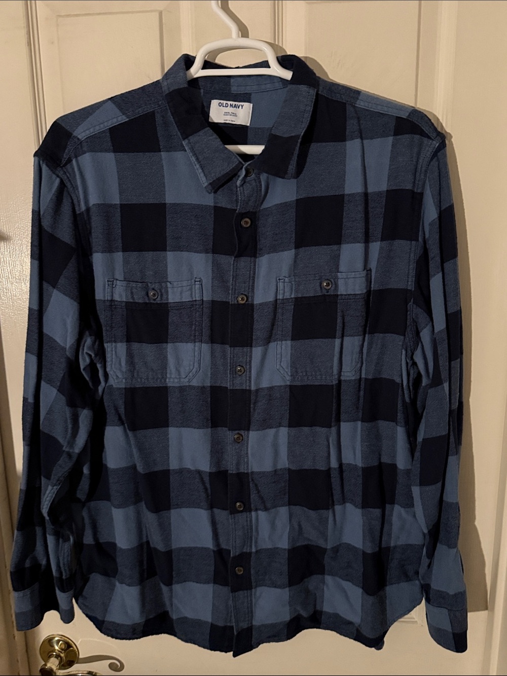 Old Navy Men’s Navy and Blue Buffalo Plaid Button-Down Shirt